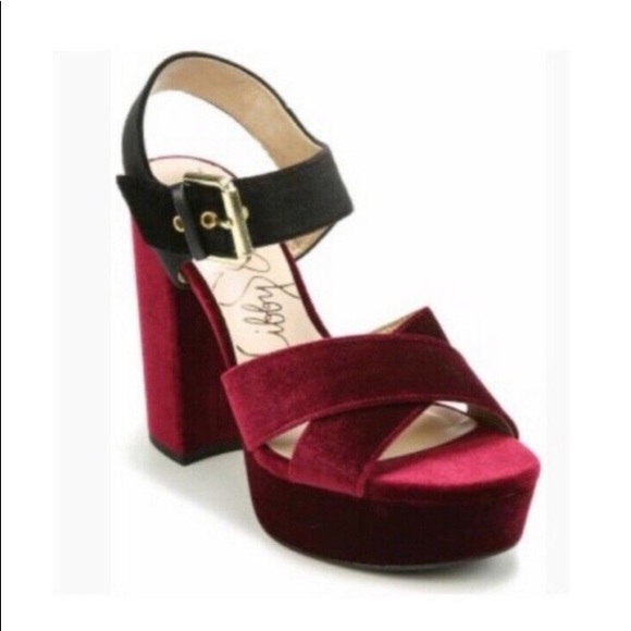 libby. edelman Shoes - Wine Black Velvet Platform Libby Edelman Sandals